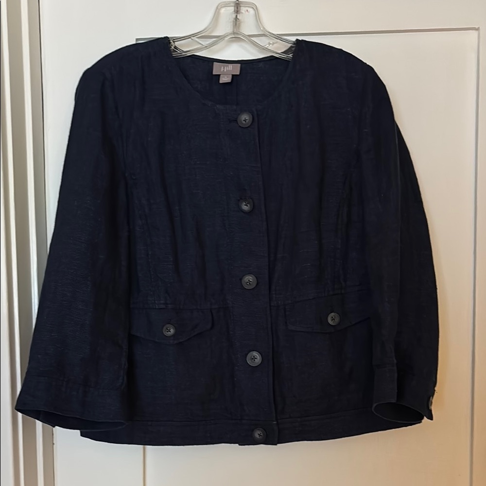 J. Jill Women's Linen Dark Blue Jacket